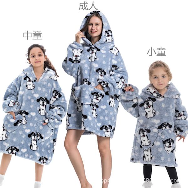 Mub- Bomuldsuld Vinterjakke Filt Dragt Tyk Doven Dragt TV-tæppe tv Tæppe Pyjamas Trøje Hoodie Tæppe Big-eared dog 75CM