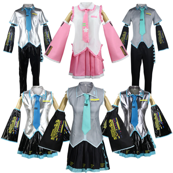 Mub- BAIGE New Vocaloid Miku Cosplay Costume Anime Pink Midi Dress Halloween Christmas Party Clothes Outfit For Girl 6 2 XL