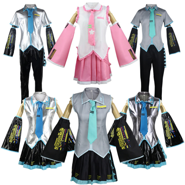 Mub- BAIGE Ny Vocaloid Miku Cosplay Kostyme Anime Rosa Midi Kjole Halloween Jul Festklær Antrekk For Jente 4 2 XL