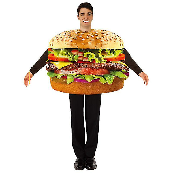 Unisex Par Kostume Pommes Frites Mad Halloween Kostume Fancy Dress Karneval Mænd Cheeseburger Kostume -a Cheeseburger Adult Or Teenagers