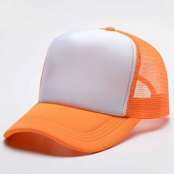 Mub- Engros Hip Hop Bomuldsnet Trucker Hat Blank Casquette Baseball Custom Logo Print 5 Panel Broderede Sports Caps Orange White