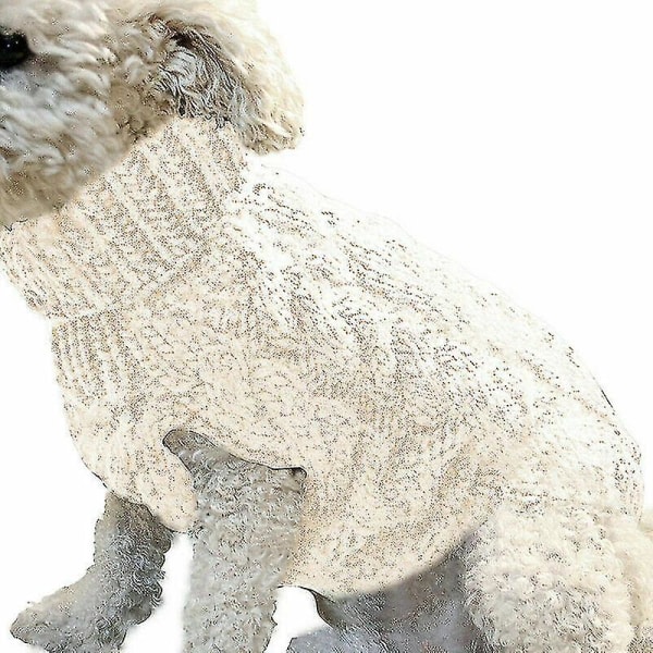 Hunder Hund Varm Genser Genser Klær Valp Katt Solid Strikket Strikket Bekledning-26 White M
