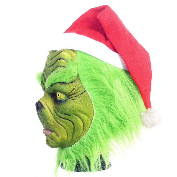 Mub- Vihreäkarvainen hirviönaamio Grinch huppu Joulujuhla naamiaiset 1