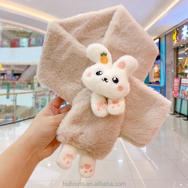 Mub- Wholesale 2022 Lovely Winter Children's Warm Scarf Cartoon Anime Cute Dog Melody Kitty Rabbit Hair Kids' Girls Neck Scarf 21