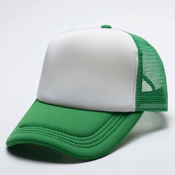 Mub- Wholesale Hip Hop Cotton Mesh Trucker Hat Blank Casquette Baseball Custom Logo Print 5 Panel Embroidered Sports Caps Green White