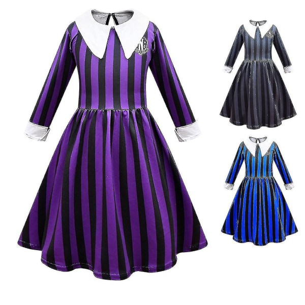 Wednesday Addams Kostyme Enid Sinclair Kjole For Jenter Halloween Karneval Fest Cosplay Z -a Purple 110cm