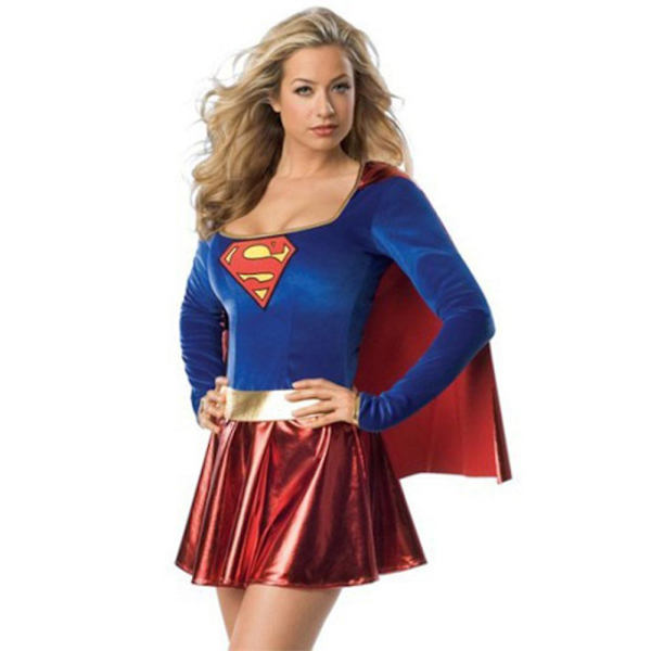 Naisten Supergirl TV-sarjan puku mekko roolipeli Cosplay-juhla-asu setti S