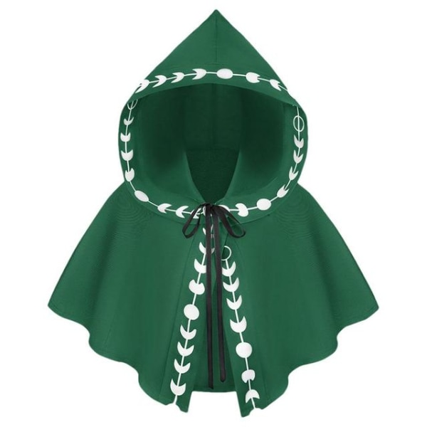 Mub- Middelalderlig Mænd Kvinder Kappe Halloween Print Troldmand Cosplay Kostume Kort Hætte Kappe Halloween Karneval Fest Cosplay Tilbehør 2