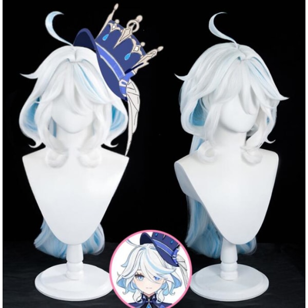 Mub- ecowalson Focalors Kostume Cosplay Spil Genshin Impact Cosplay Anime Focalors Paryk Rolle Spil Kostume wig L