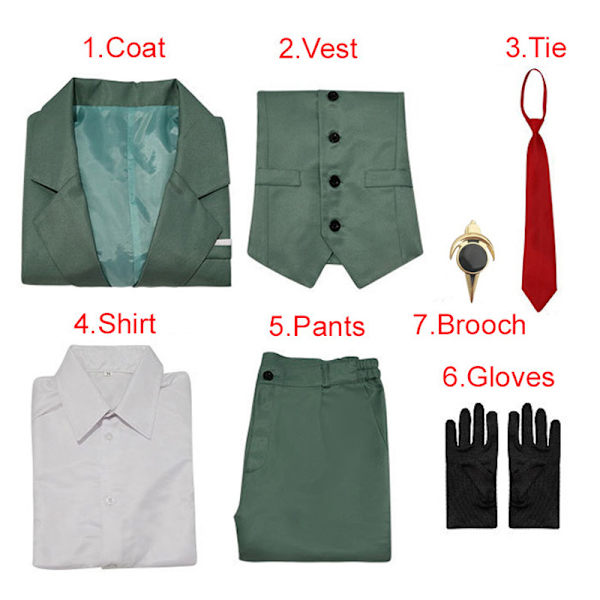 Mub- Anime  Cosplay Spy X Family Costumes Twilight Green Outfit Men's Suit Halloween Carnival Shirt Tie Vest Blond Wig Set Loid Forger 2 XL