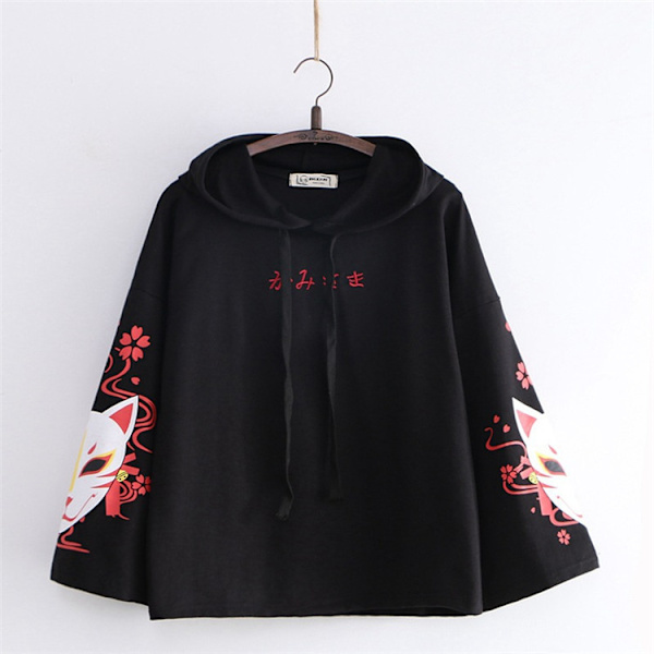 Mub- Cosplay Loose Ladies Fashion Harajuku Naisten Hupullinen ja Pitkähihainen Huppari Ins Style Japan Anime Asuja Aikuisille Yksi Koko Black M