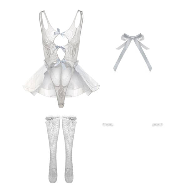 Mub- Hot Ny Crotchless Transparent Kvinde Sexet Dronning Netstrømper Erotisk Lingeri Japansk Pige Sexet Cosplay Kostume Til Kvinder Gray Customization