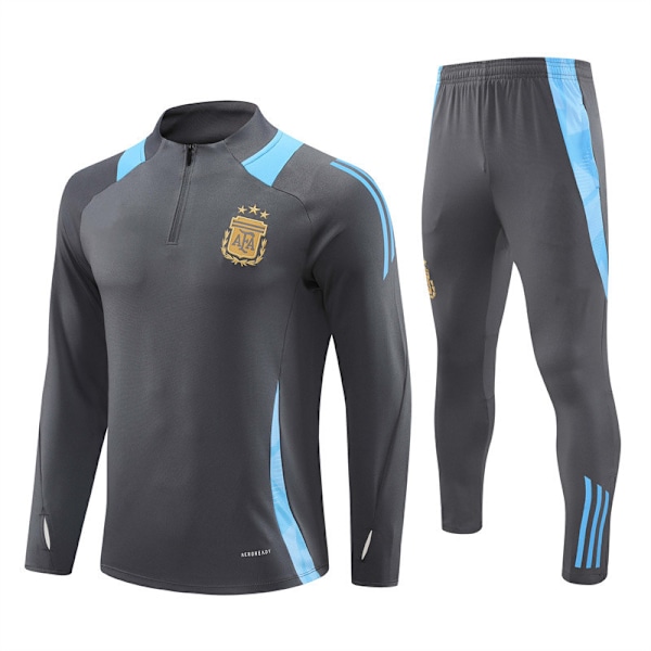 2425 Argentina Fotball Langarmet Oppvarmingsdrakt Treningsuniform Mørkegrå Dark gray i Dark gray 2XL