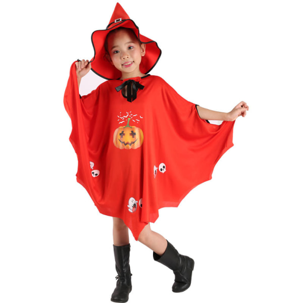 Mub- Engros Halloween Kappe Børns Hekse Performance Kostume Halloween Fest Dekoration Børnekostumer Cosplay Polyester Red 80*110cm