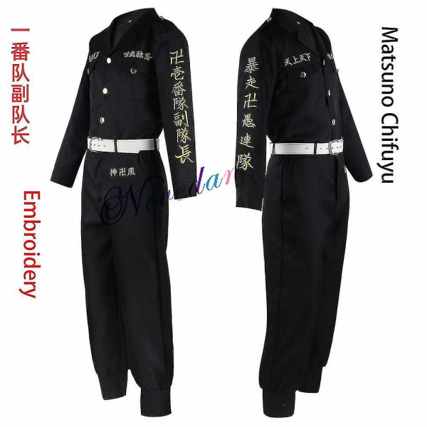 Anime Tokyo Revengers Keisuke Baji Chifuyu Matsuno Smiley Ken Tokyo Manji Gang Cosplay Kostyme Svart Broderi Jakke Uniform -a Matsuno Chifuyu Adult XXXL