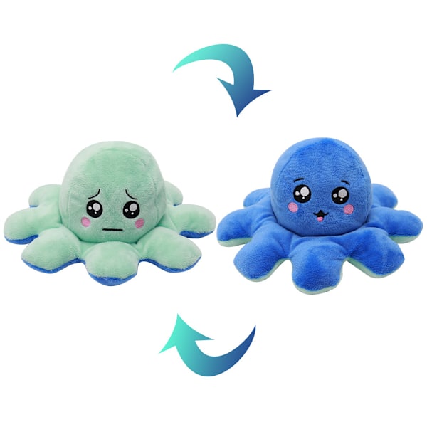 Mub- Uttryck flip bläckfisk docka flip bläckfisk dubbelsidig docka bläckfisk plysch docka Pink to blue