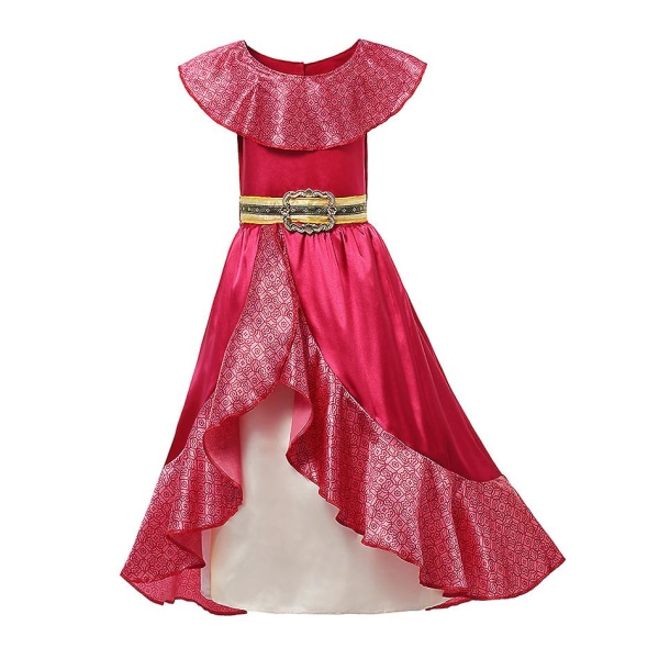 Elena Of Avalor Prinsessa Puku Tyttö Anime Roolipeli Vaatteet Halloween Karnevaali Cosplay Asu Lapsi Punainen Ruffle Pitkä Mekko -a Elf Dress Set2 5-6T (130)