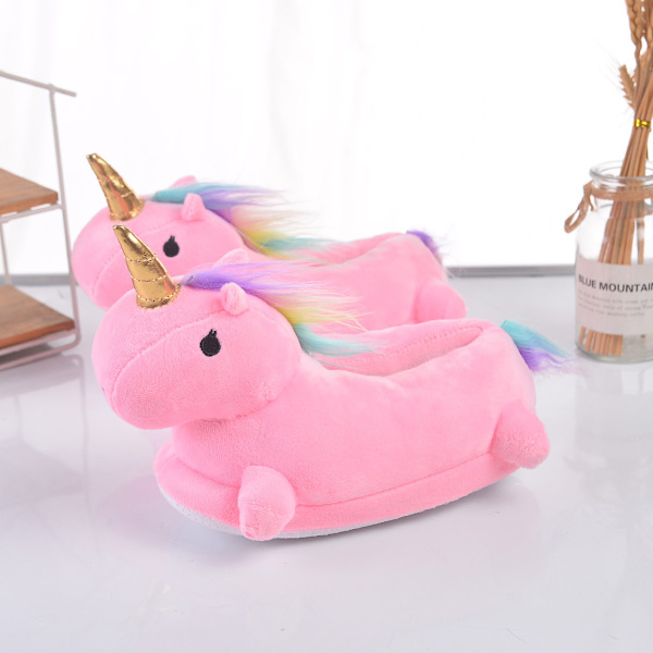 Mub - Vinter hjem plys tøfler indendørs varme bomuldssko Unicorn pink