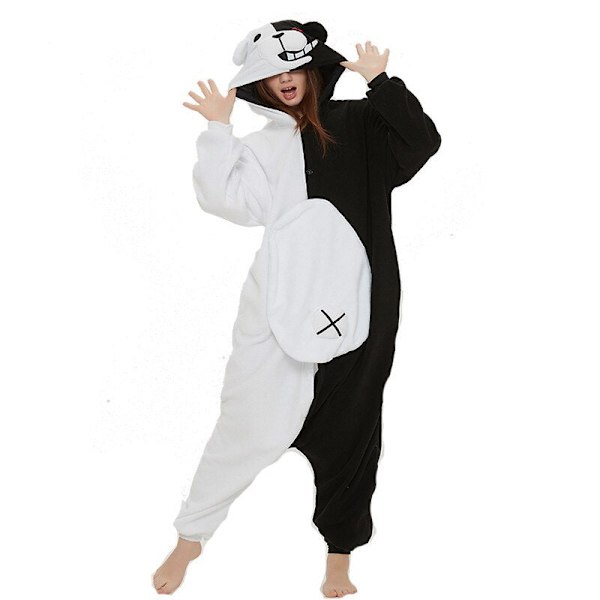 Voksen  Bear Kigurumi Onesies Cosplay Kostyme 3D Monokuma Pyjamas Halloween Party Jumpsuits Pyjamas Kostyme .i Monomi L
