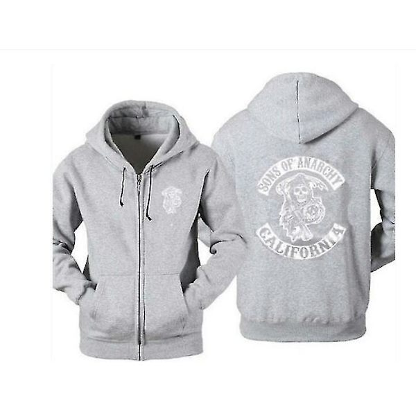 Sons Of Anarchy Hoodie Tv Soa Cosplay Kostume Mænd Zipper Jakke Læder Vest Rock Punk Cap Mayans Mc Halloween Kostume Til Mænd -a Hoodie gray L