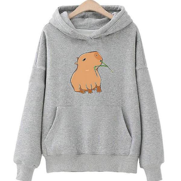 Funny Capybara Print Hoodie Women/men Kawaii Cartoon Tops Sweatshirt For Girls Unisex Fashion Harajuku Graphic Hooded Pullovers-G .i gray M