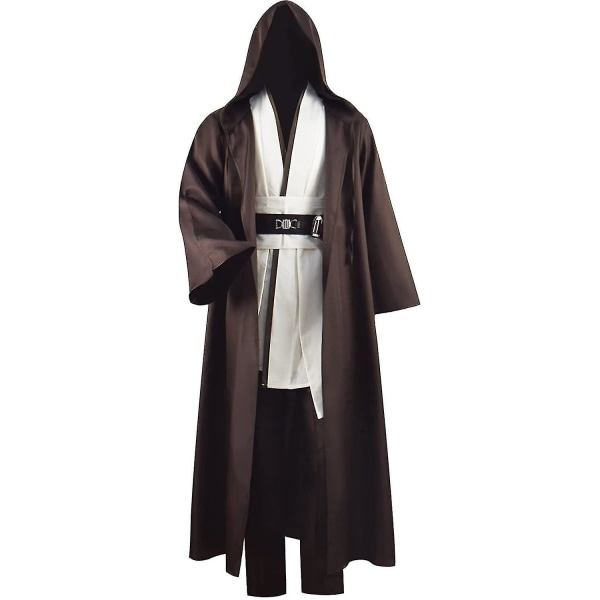 Adult Tunic Costume For Jedi Outfit Skywalker Halloween Cosplay Costume Hooded Robe Cloak Full Set Uniform Three Versions -a White Large