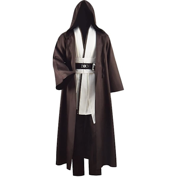 Aikuisten tunika-asu Jedi-asu Skywalker Halloween Cosplay-asu Hupullinen viitta Viitta Täysi setti Yhtenäinen kolme versiota -a White Large