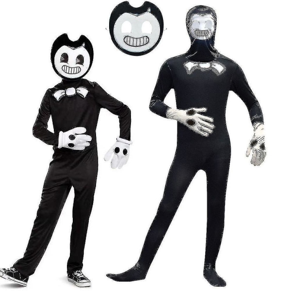 Bendy And The Ink Machine Kids Boy Cosplay Jumpsuit+mask Fancy Costume -a 5-6years