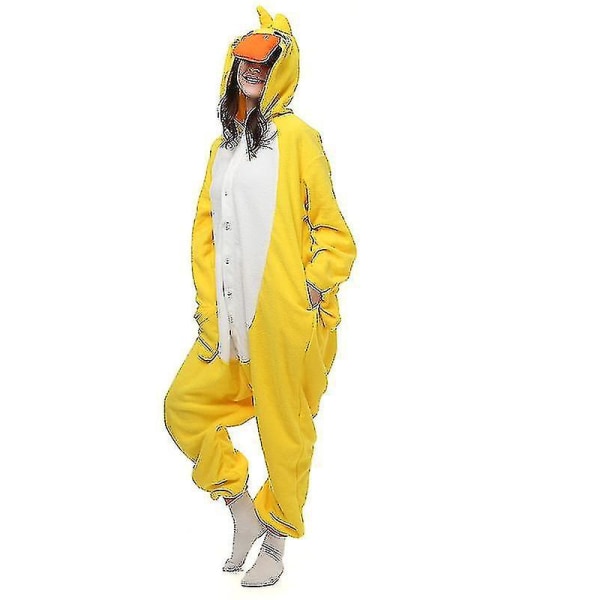 Hksng Kigurumi Dyr Voksne Katt Bjørn Hai Onesies Pyjamas Vaskebjørn Kostymer Drake Jumpsuit Jul Yellow Duck