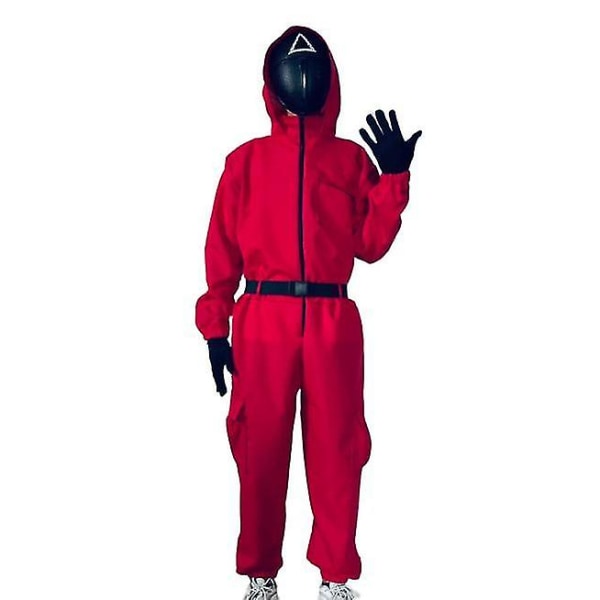 Vuxen Halloween Squid Game Jumpsuit Kostym Set-1 . triangle M165-175cm