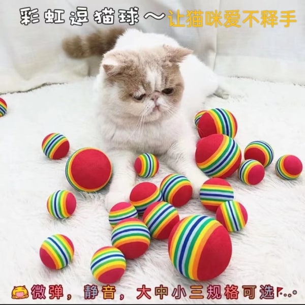 Mub- Selskabshunde, killinger, tænder er ikke rådne, lidt elastiske og katte er dæmpede Rainbow balls pack of 6 【Large, medium and small】2 each