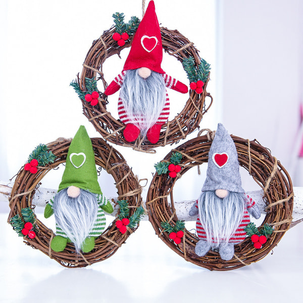 3 stycken juldekorationer, liten Rudolf rottingring .c