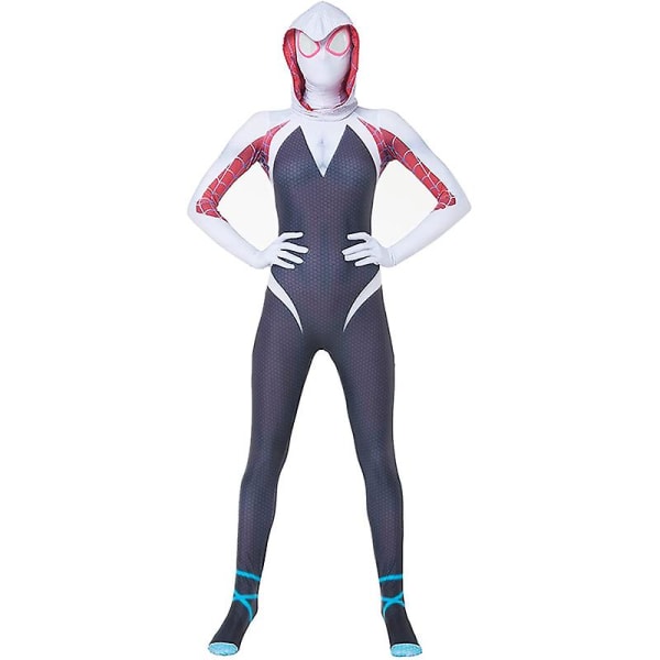 Spiderman Zentai Bodysuit Superhero Gwen Stacy Cosplay Costume Jumpsuit Mask Suit Girls Woman Bodysuit Halloween Adult Child H_a -a 130