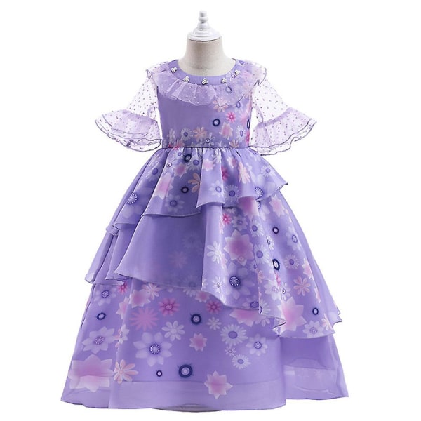Kids Girls Encanto Isabela Princess Cosplay Costume Ruffle Tutu Dress Party Ball Gown -a 8-9 Years