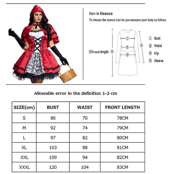 Klassisk Lille Rødhætte Kostume Halloween Fantasy Hønsefest Cosplay Kostume Spil Uniform_a -a XL