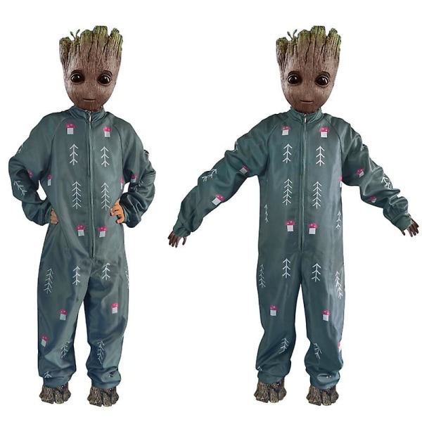 Kid Groot Costume Marvel Superhero Guardians Of The Galaxy I Am Groot Cosplay Costume Jumpsuit Halloween Costumes For Children -a 140