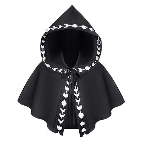 Mub- Keskiaikainen miesten ja naisten viitta Halloween-tulostus velho cosplay-asu Lyhyt hupullinen viitta Halloween-karnevaalijuhlat Cosplay-asusteet 2