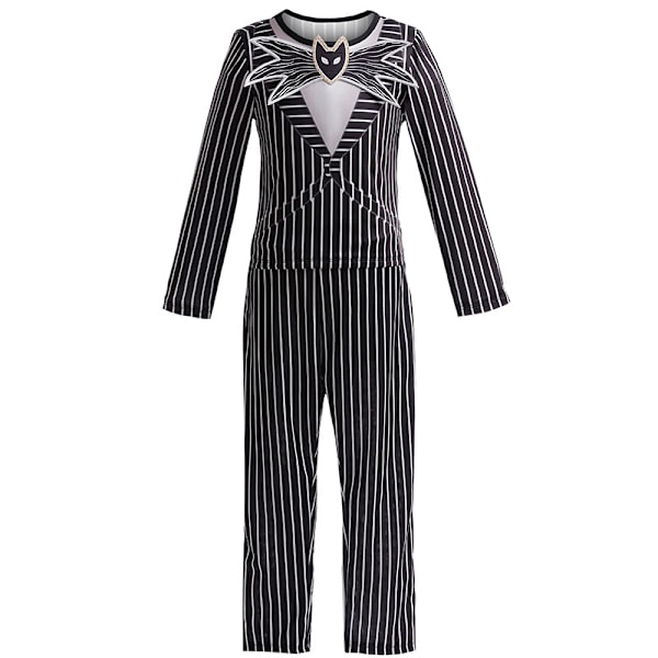 Jud- Mardröm skelett jack cosplay randig tvådelad halloween cos kostym 120cm