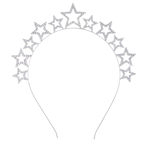 Mub- Go Party Happy New Year Hovedbånd Glædelig Jul Festartikler Dekoration Diamant Metal Legering Hjorte Jul Hårbøjler Tiaraer Hovedbeklædning Silver-Five-Pointed Star