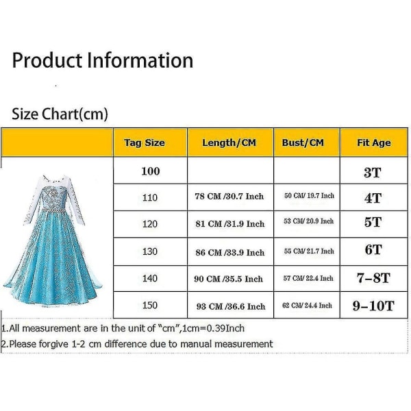 Elsa Dresses For Girls Cosplay Costumes -a 8T