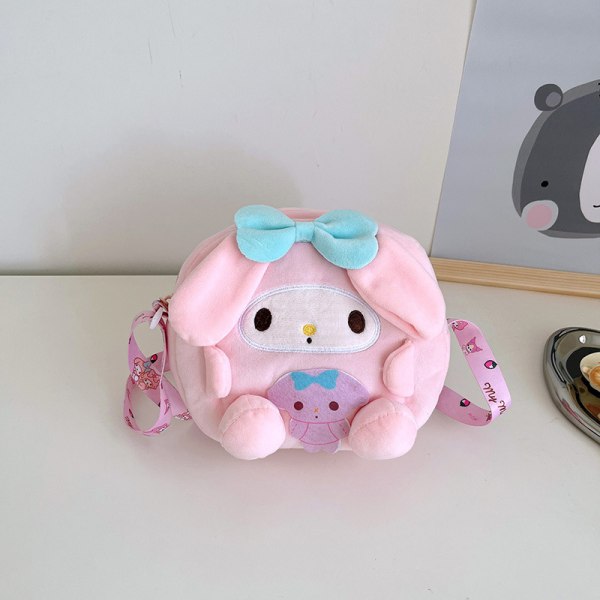 Mub- Kawaii Sanrio My Melody Kuromi Yulin Dog Anime Pehmolelu Laukku Olkalaukut Käsilaukku Käsilaukut Pehmo Reppu Pink 20*17*8cm