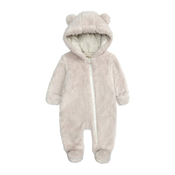 Mub- Winter Warm Newborn Baby Bodysuit Thicken Flannel Outside Kids One Piece Plush Baby Romper Pink 0-3m