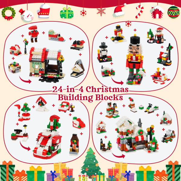 Mub- Jul 24 Nedtelling Overraskelse Blind Box Liten Gave Byggesett Julegave Christmas Nutcracker blind box