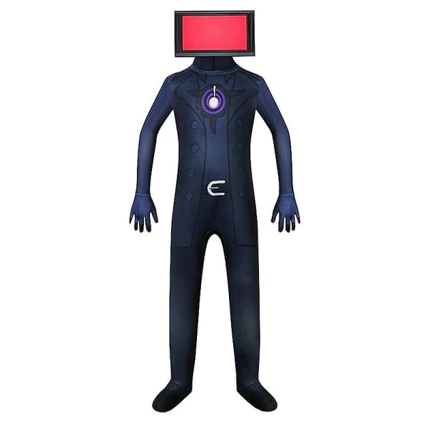 Skibidi Toilet Cosplay Costume, Tv Man Cameraman Cosplay Jumpsuit Halloween Bodysuit Kid Video Game -a TV guy Kids 110