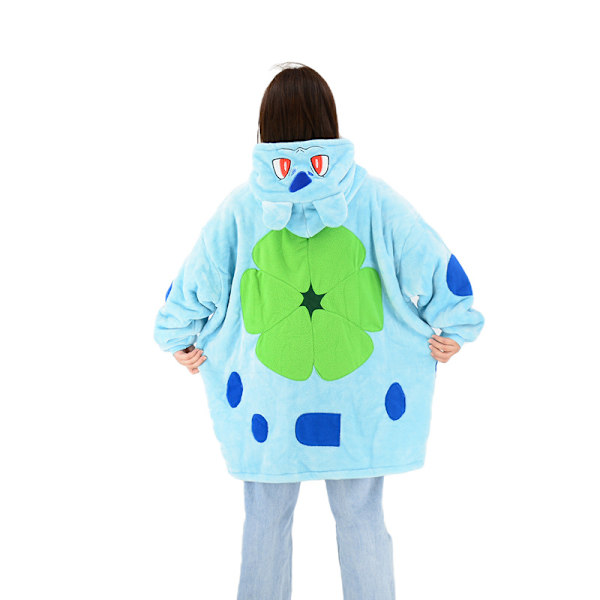 Mub - Tegnet lat pyjamas pullover trøje flanel pyjamas efterår og vinter flanel tæppe trøje hættetrøje tæppe Magic Frog TV