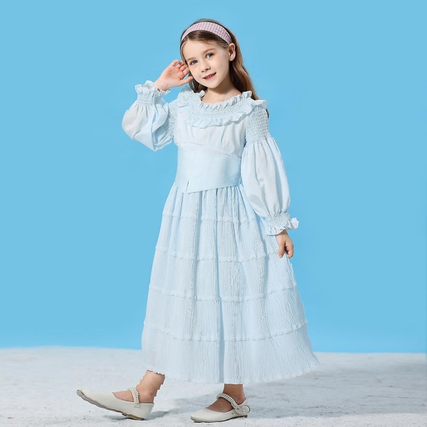 Nyt Den Lille Havfrue Kostume Til Børn Ariel Prinsesse Blå Kjole Halloween Cosplay Karneval Kostume -a 120 cm