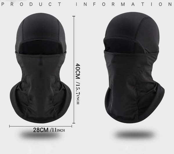 Balaclava / kypärämyssy tuulenpitävä Lycra Musta .4