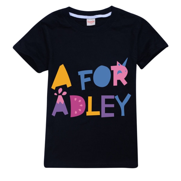 Barn A för Adley Print Träningsoverall Set Pojkar Flickor Sweatshirt -a black t-shirt 130/6-7 years