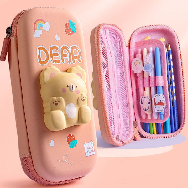 Kannettavat Kawaii Decompression School penaalit PUDDING BEAR -i