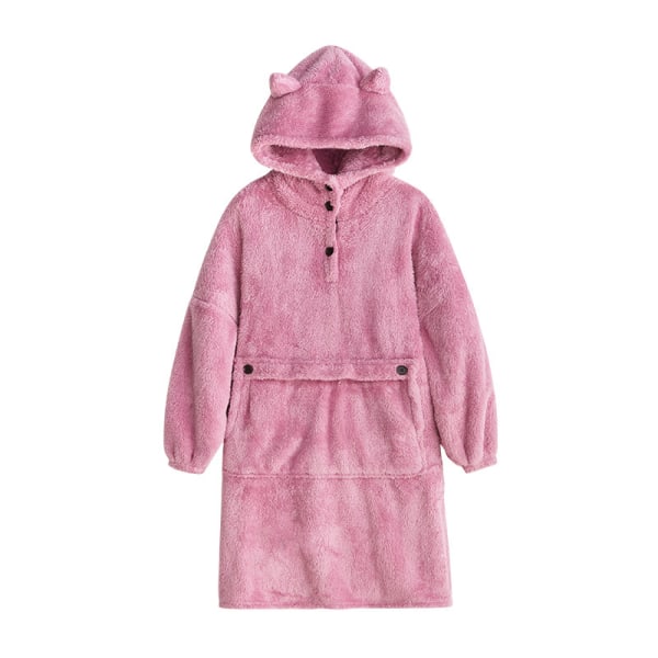 Mub- Lat par morgonrock pullover filt huva utomhus inomhus varm TV-filt hoodie filt Pink version L